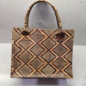 Sarah Shaw Art-to-Wear Leather Alligator-print Handbag Purse